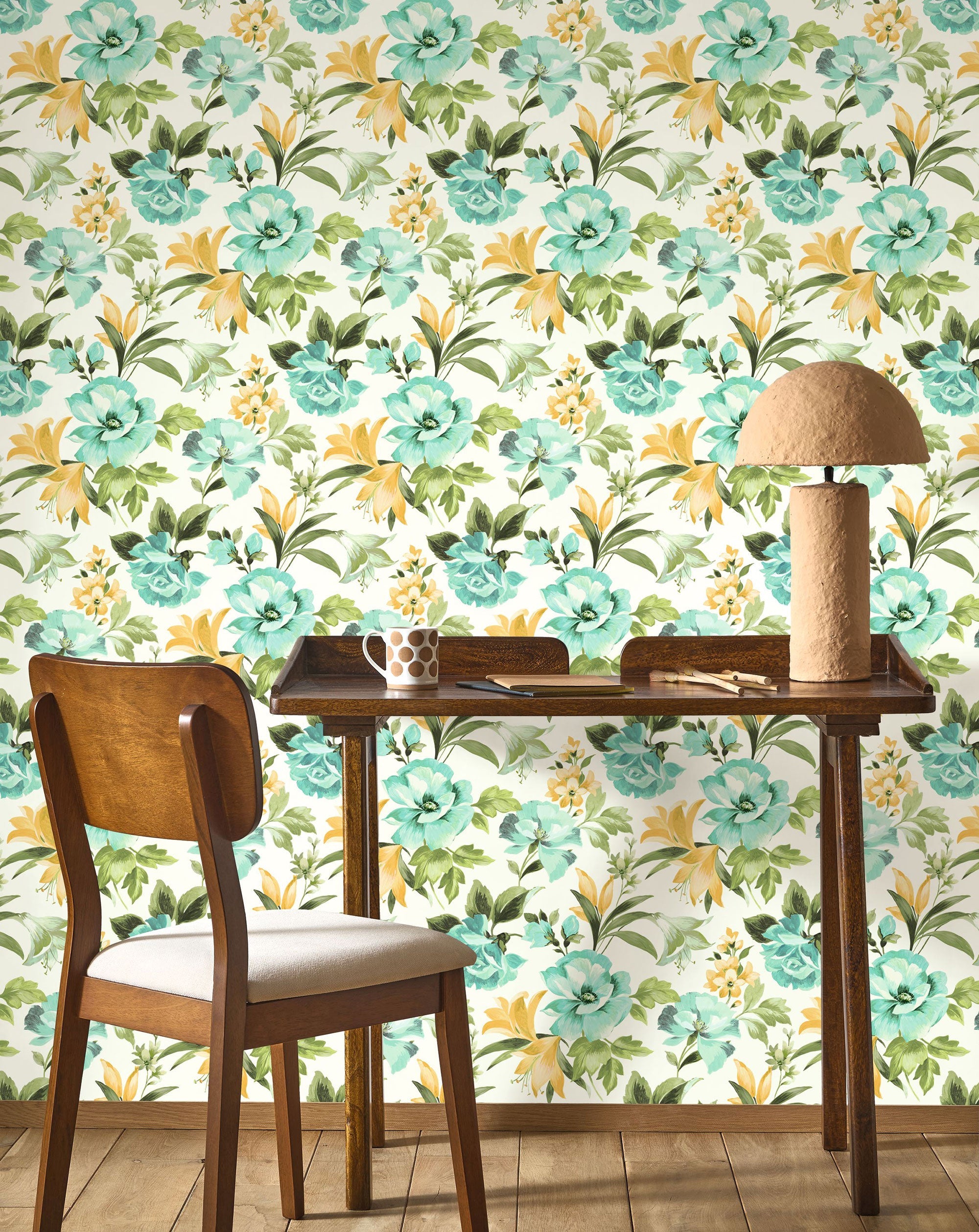 Bouquet D'Été Émeraude Le Beau Jardin Wallpaper by Casadeco