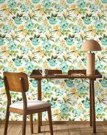 Bouquet D'Été Émeraude Le Beau Jardin Wallpaper by Casadeco