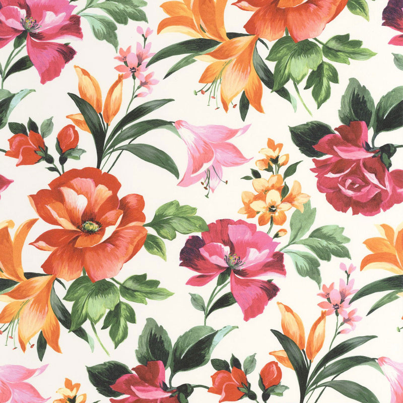 Bouquet D'Été Rouge Passion Le Beau Jardin Wallpaper by Casadeco
