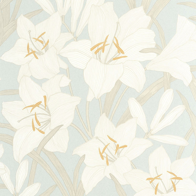 Clair De Lys Bleu Doux Le Beau Jardin Wallpaper by Casadeco