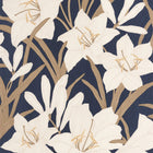 Clair De Lys Bleu Encre Le Beau Jardin Wallpaper by Casadeco