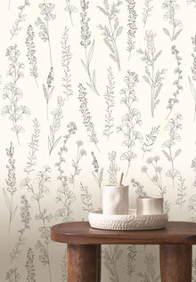 Carnet Botanique Noir Fusain Le Beau Jardin Wallpaper by Casadeco