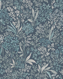 Nocturne Dark Blue and Turquoise Icons Wallpaper by Boråstapeter