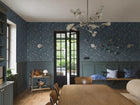 Nocturne Dark Blue and Turquoise Icons Wallpaper by Boråstapeter