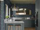 2025 Nocturne Dark Blue and Turquoise Icons Wallpaper by Boråstapeter
