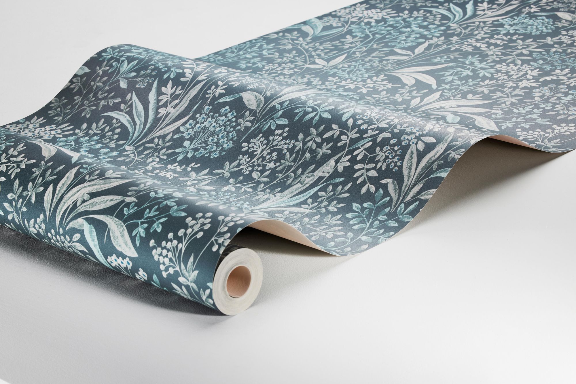 Nocturne Dark Blue and Turquoise Icons Wallpaper by Boråstapeter