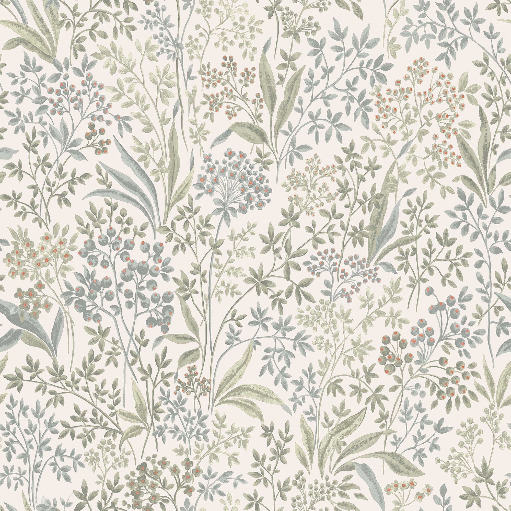2026 Nocturne Light Green and White Icons Wallpaper by Boråstapeter