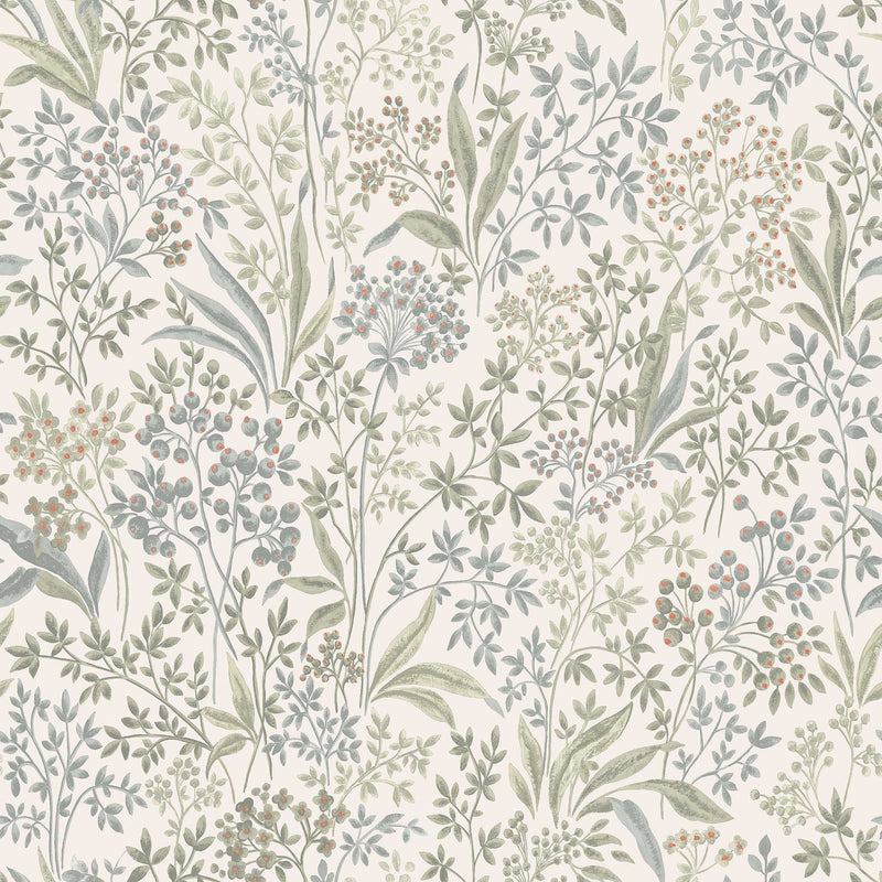 2026 Nocturne Light Green and White Icons Wallpaper by Boråstapeter