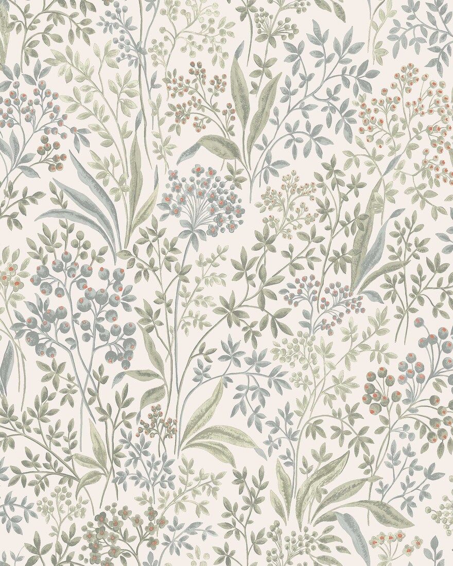 Nocturne Light Green and White Icons Wallpaper by Boråstapeter
