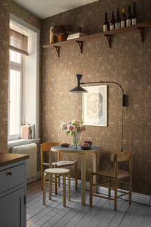 2045 Under the Elder Tree Dark Brown and Beige Icons Wallpaper by Boråstapeter