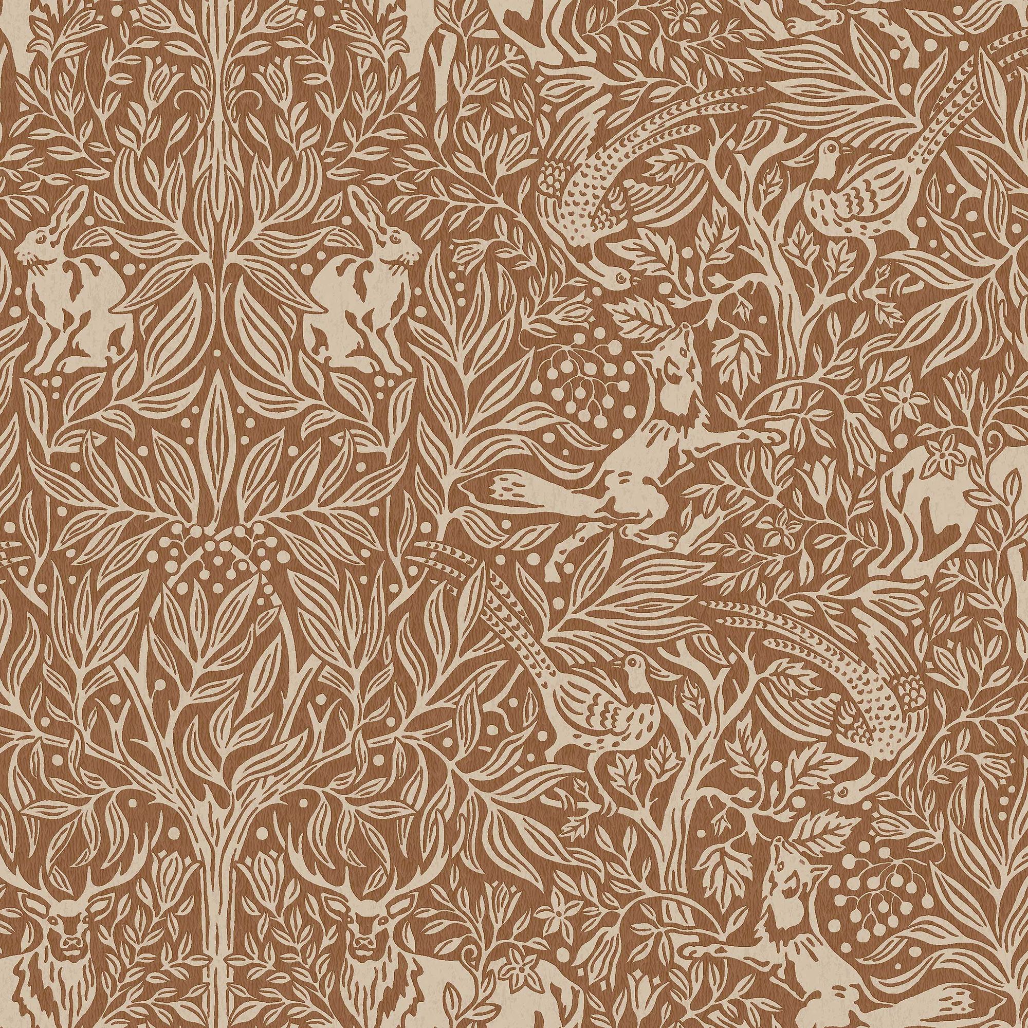 2045 Under the Elder Tree Dark Brown and Beige Icons Wallpaper by Boråstapeter
