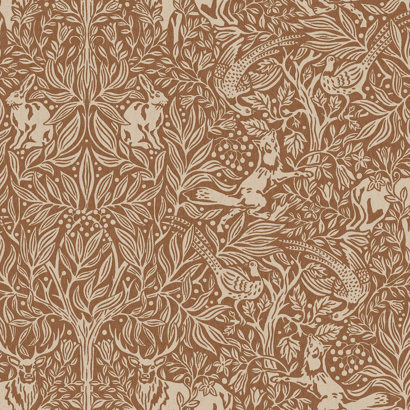 2045 Under the Elder Tree Dark Brown and Beige Icons Wallpaper by Boråstapeter