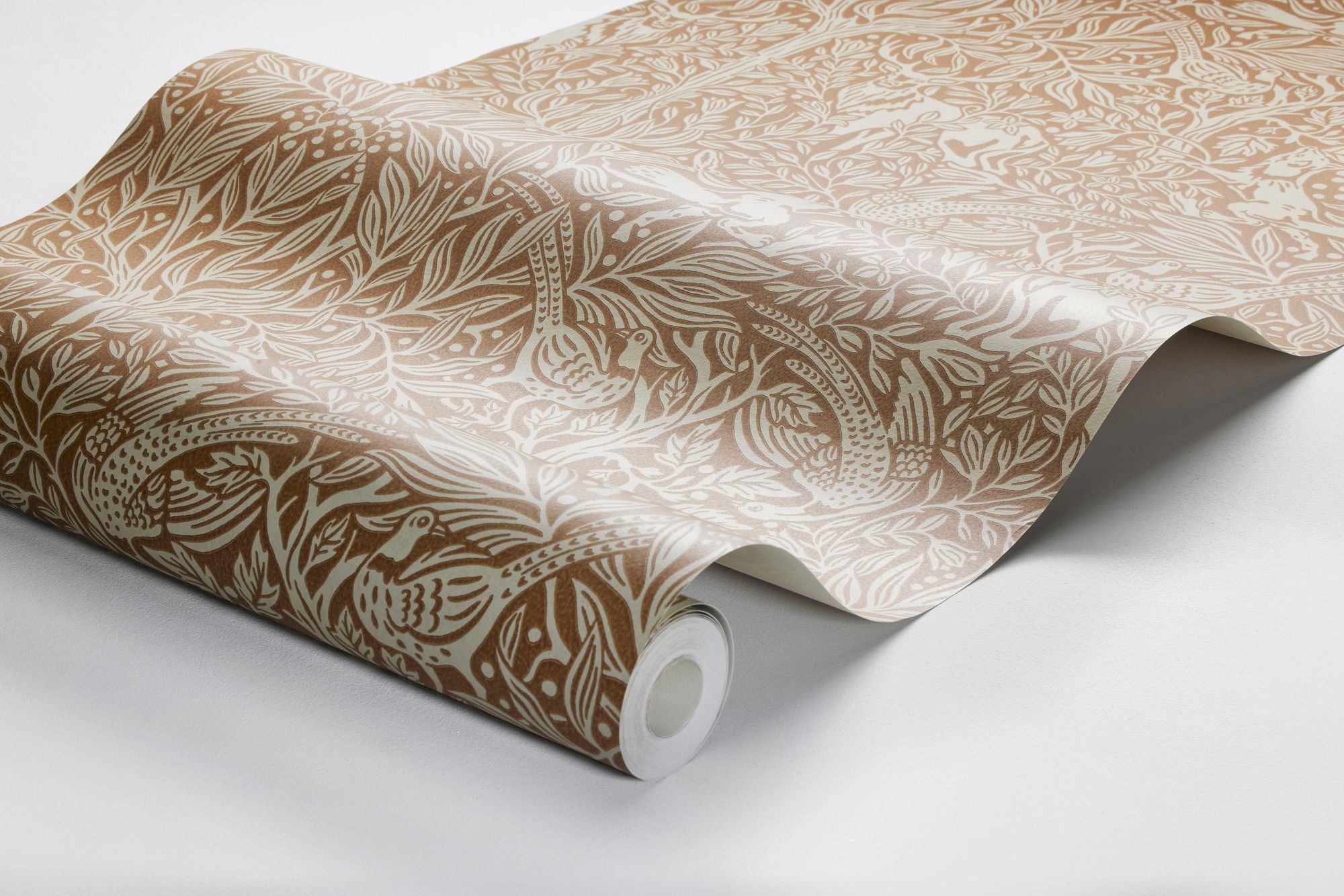 2045 Under the Elder Tree Dark Brown and Beige Icons Wallpaper by Boråstapeter
