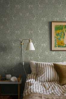 2046 Under the Elder Tree Green and Beige Wallpaper by Boråstapeter