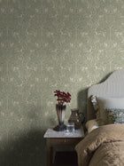 2046 Under the Elder Tree Light Green and Beige Icons Wallpaper by Boråstapeter