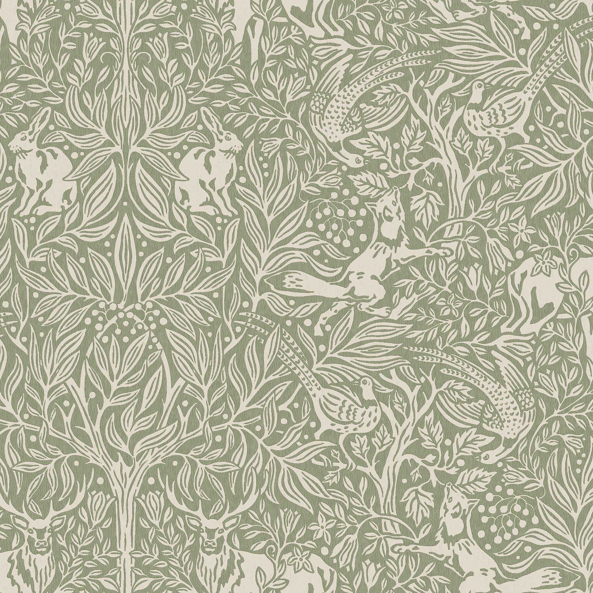 2046 Under the Elder Tree Light Green and Beige Icons Wallpaper by Boråstapeter