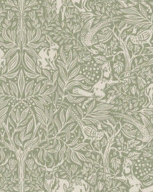 2046 Under the Elder Tree Light Green and Beige Icons Wallpaper by Boråstapeter