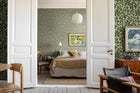 2046 Under the Elder Tree Light Green and Beige Icons Wallpaper by Boråstapeter