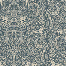2047 Under the Elder Tree Dark Blue and Beige Icons Wallpaper by Boråstapeter