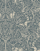 2047 Under the Elder Tree Dark Blue and Beige Icons Wallpaper by Boråstapeter