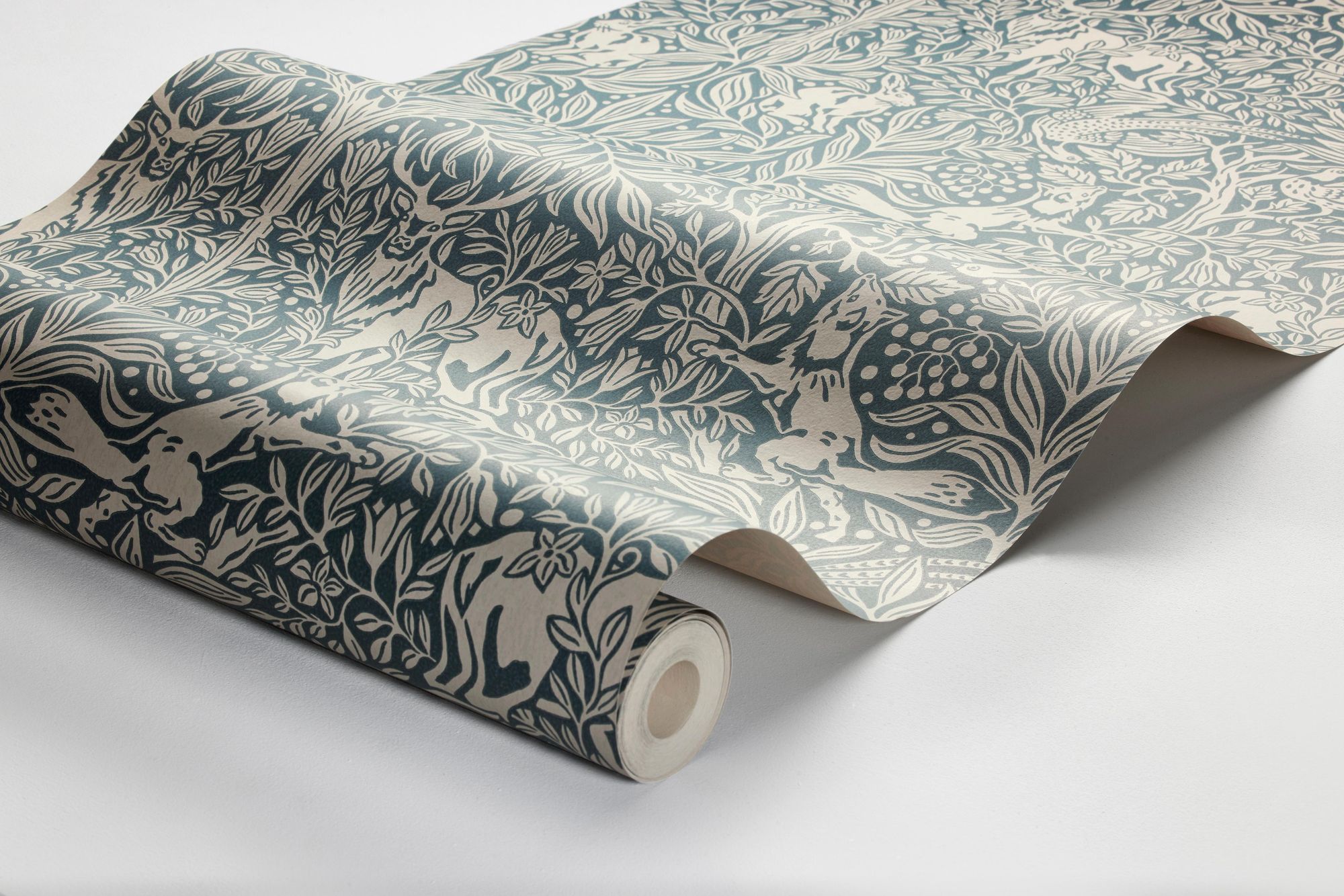 2047 Under the Elder Tree Dark Blue and Beige Icons Wallpaper by Boråstapeter