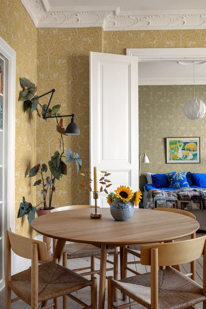 2048 Under the Elder Tree Yellow and Beige Wallpaper by Boråstapeter