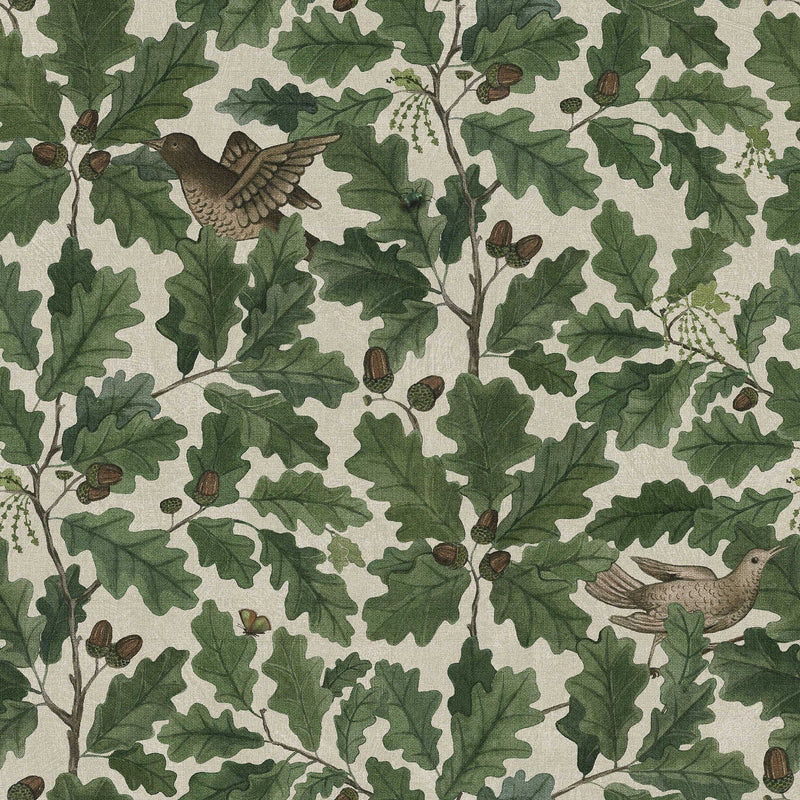 2049 In the Oak Light Green and Beige Icons Wallpaper by Boråstapeter