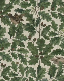 2049 In the Oak Light Green and Beige Icons Wallpaper by Boråstapeter