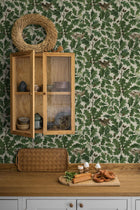 2049 In the Oak Light Green and Beige Icons Wallpaper by Boråstapeter