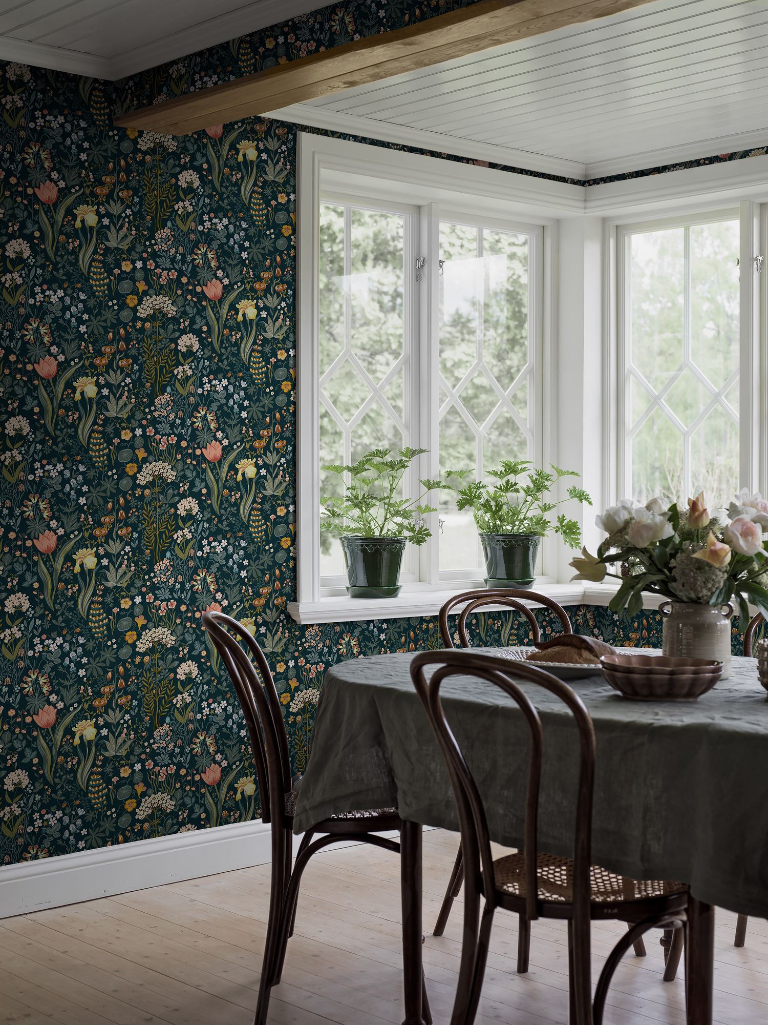 2055 Blomsterhav Multi and Blue Wallpaper by Boråstapeter