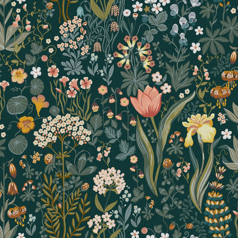 2055 Blomsterhav Multi and Blue Wallpaper by Boråstapeter