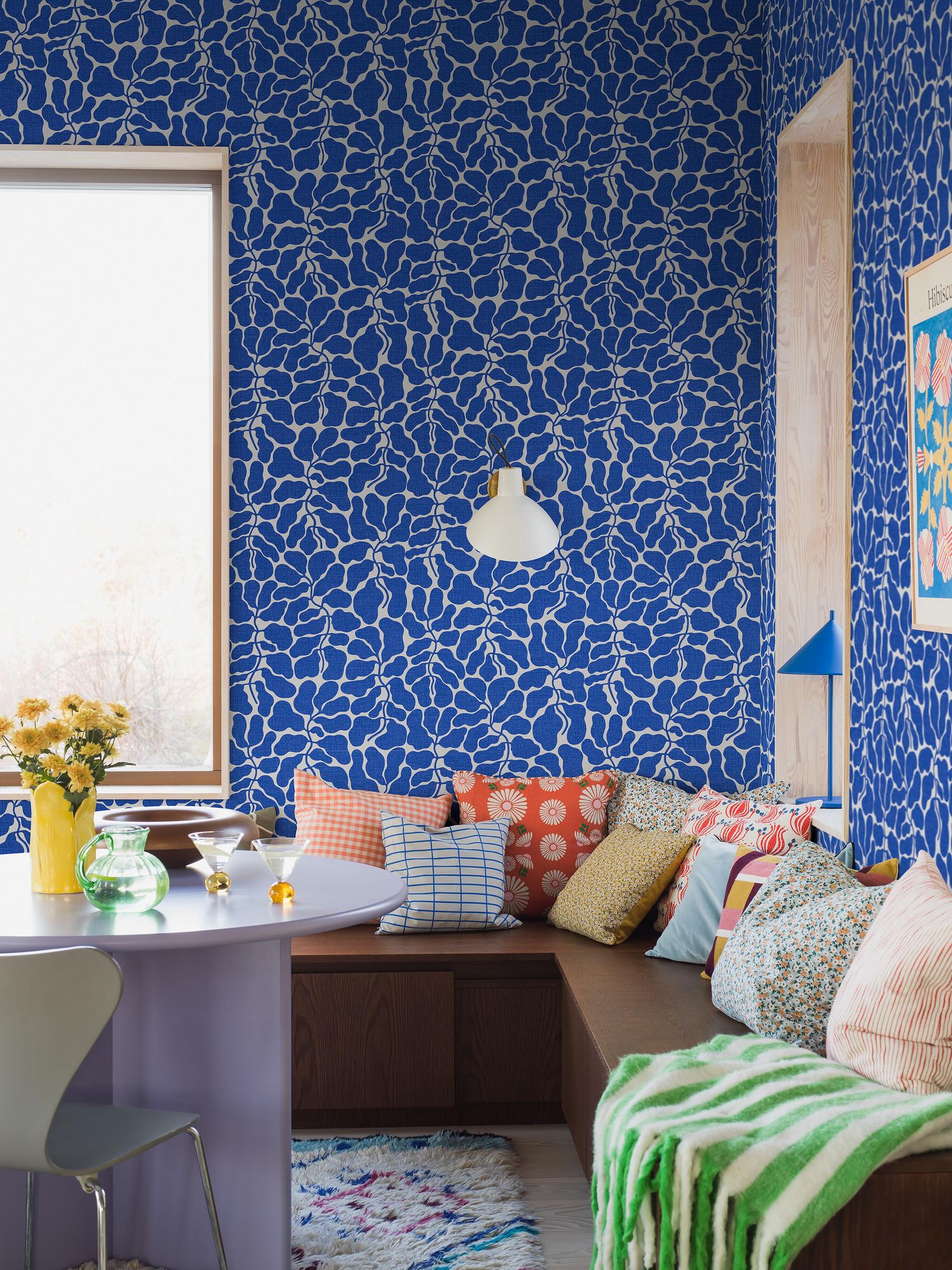 2072 My Secret Garden Light Blue and White Graphics Wallpaper by Boråstapeter