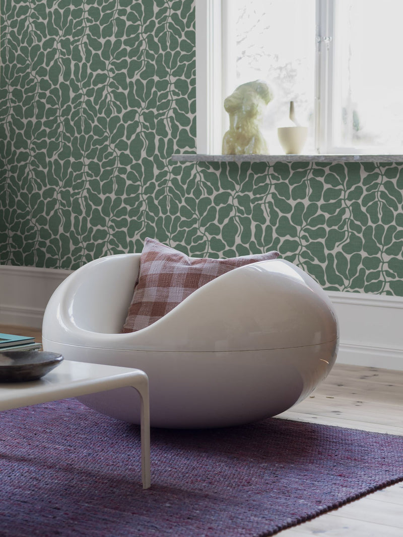 2073 My Secret Garden Light Green and White Graphics Wallpaper by Boråstapeter