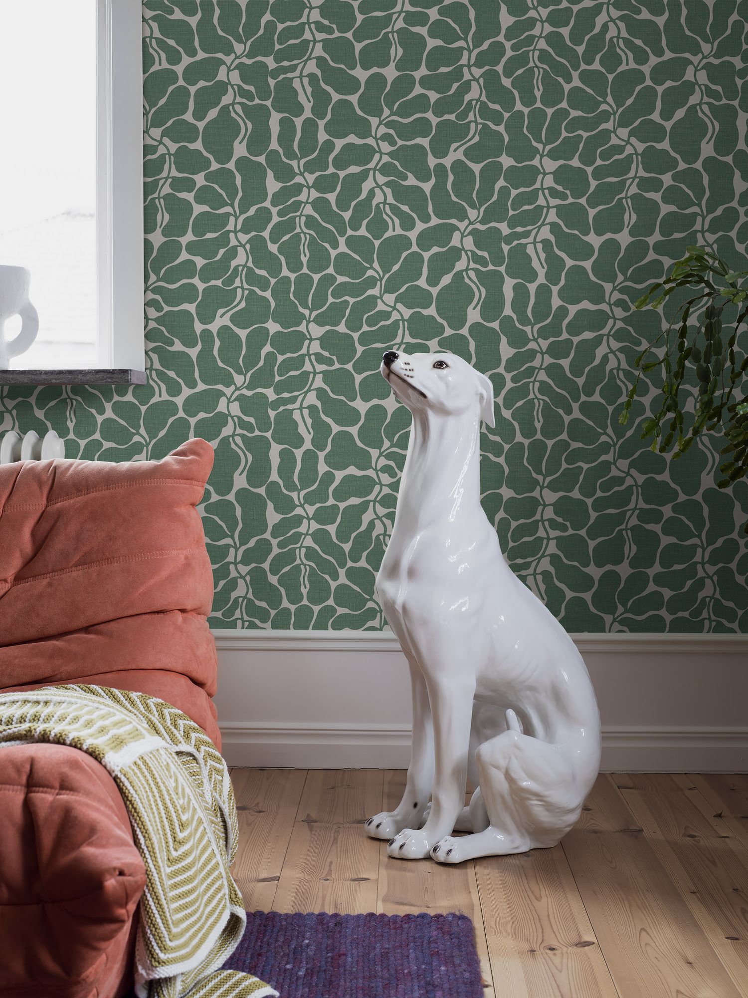 2073 My Secret Garden Light Green and White Graphics Wallpaper by Boråstapeter