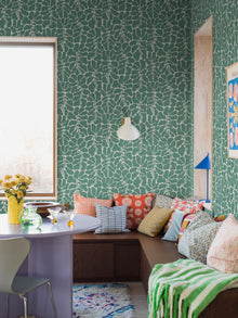 2073 My Secret Garden Light Green and White Graphics Wallpaper by Boråstapeter