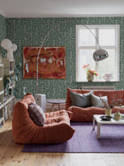 2073 My Secret Garden Light Green and White Graphics Wallpaper by Boråstapeter