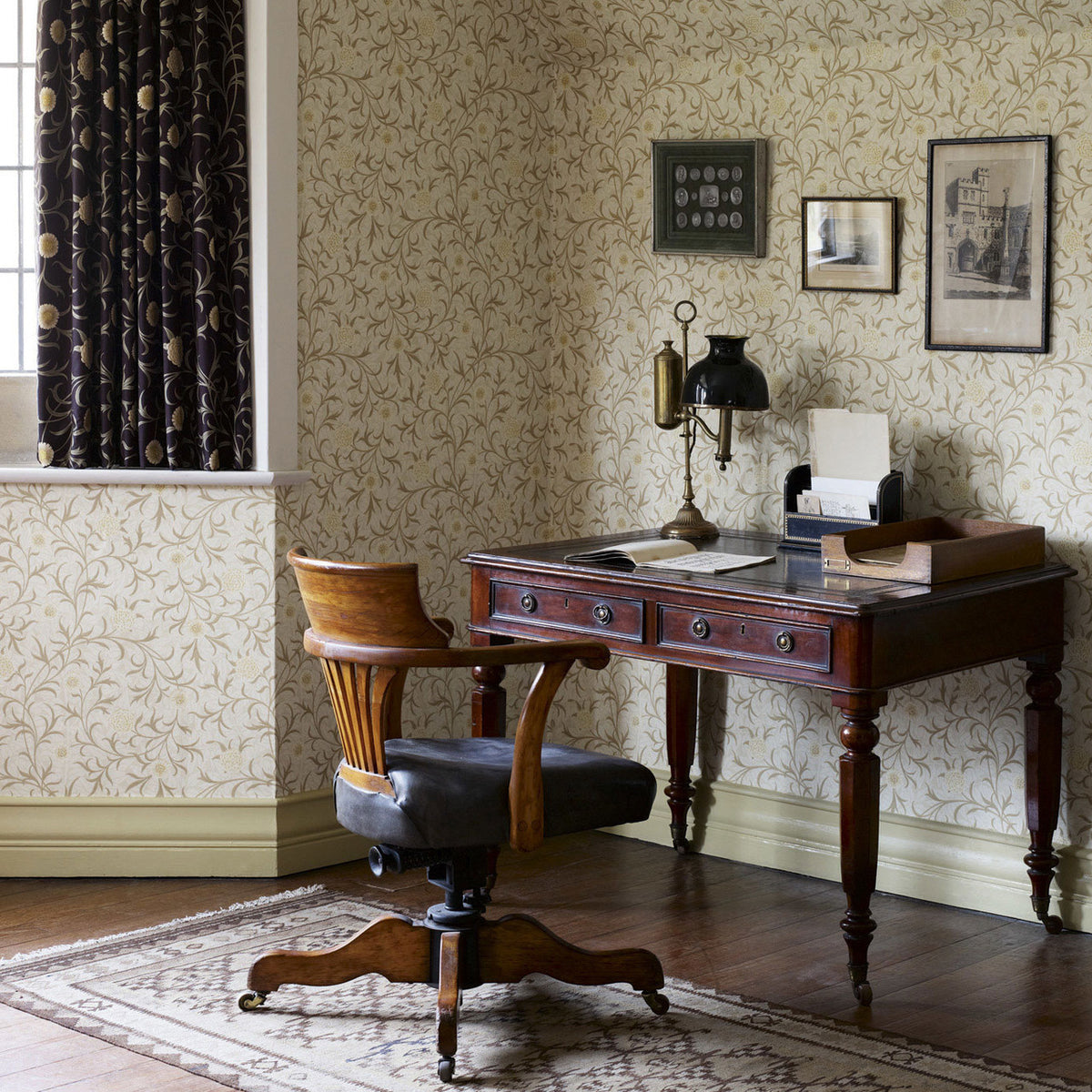 Scroll Vellum & Biscuit Wallpaper by Morris & Co