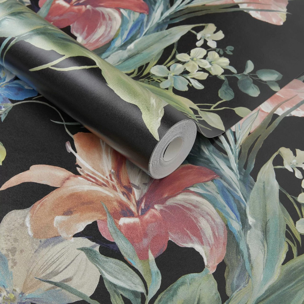 2109-154-03 Pavilion Lilliana Jet Black Wallpaper By 1838 Wallcoverings