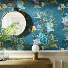 2109-154-04 Pavilion Lilliana Peacock Blue Wallpaper By 1838 Wallcoverings