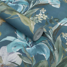 2109-154-04 Pavilion Lilliana Peacock Blue Wallpaper By 1838 Wallcoverings
