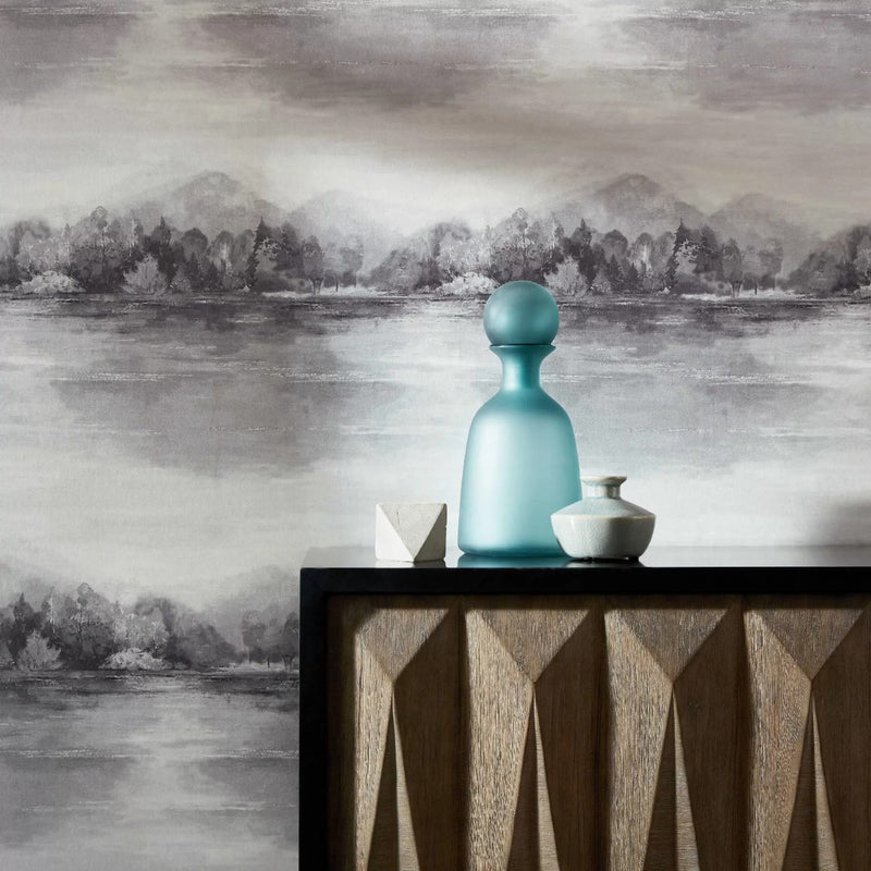 2109-155-04 Pavilion Lakeside Pewter Grey Wallpaper By 1838 Wallcoverings