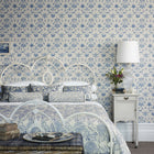 212561 Daisy Morris & Friends Blue & Ivory Wallpaper by Morris & Co