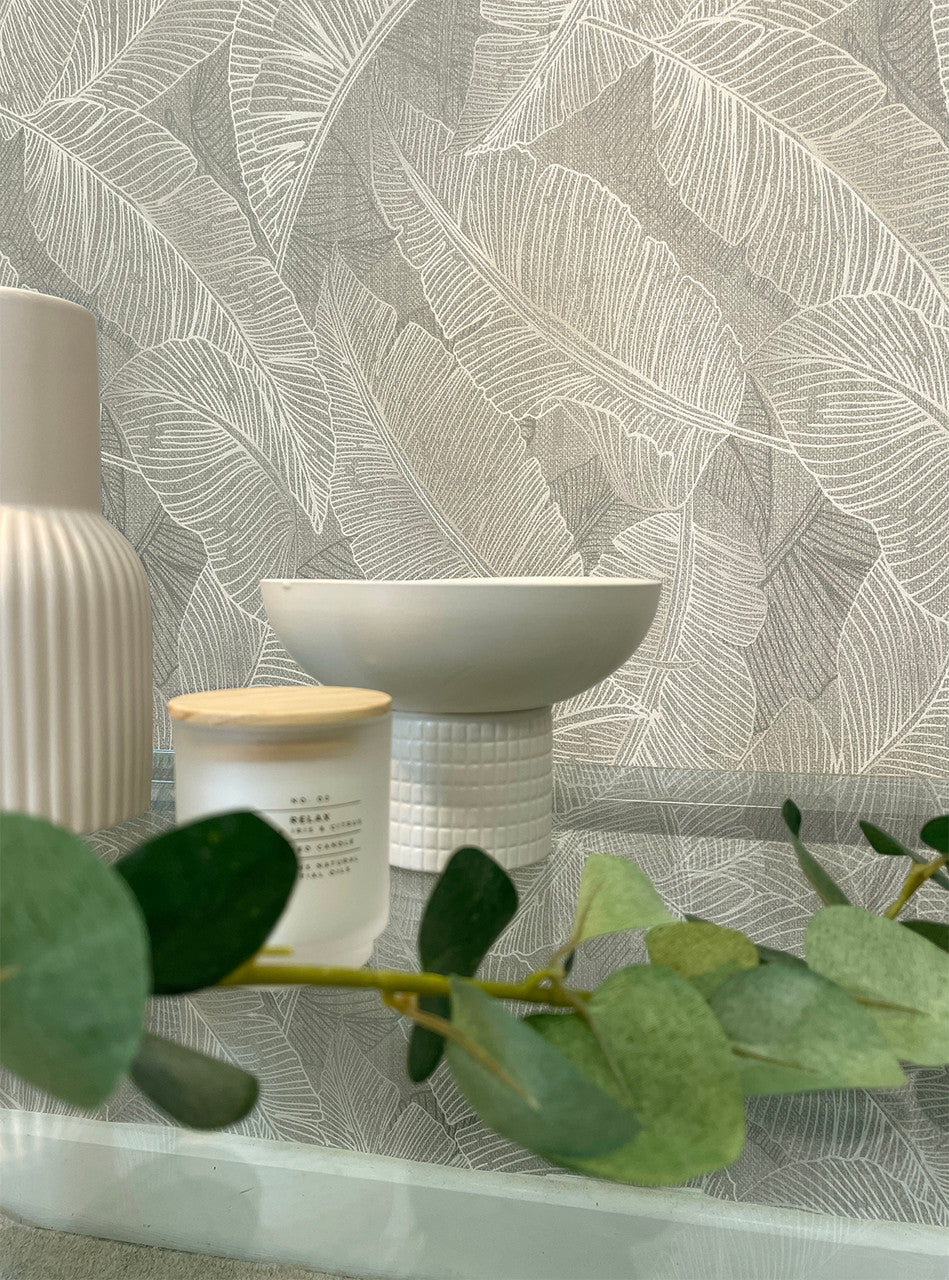 2142 Anaya Leaf Grey Wallpaper by Belgravia
