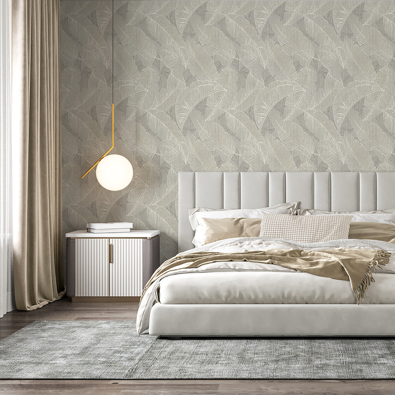 2142 Anaya Leaf Grey Wallpaper by Belgravia