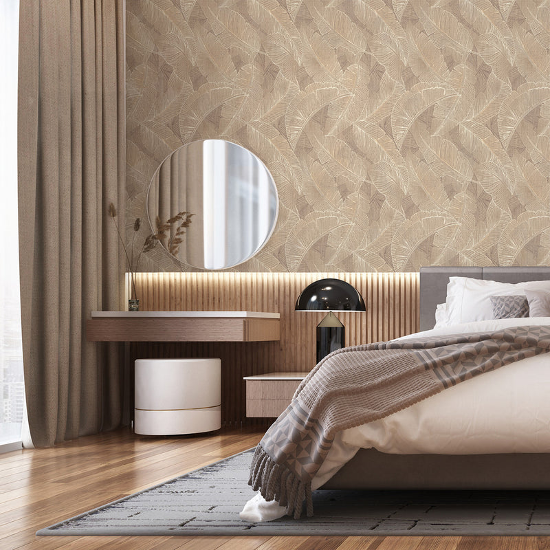 2143 Anaya Leaf Taupe Wallpaper by Belgravia