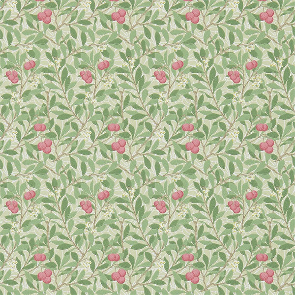 Arbutus Morris & Friends Olive and Pink Wallpaper by Morris & Co
