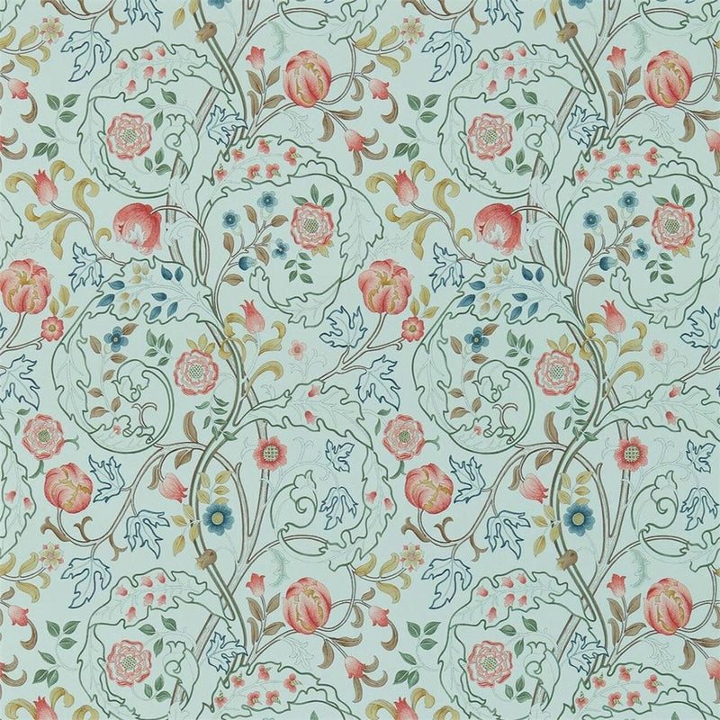 Mary Isobel Morris & Friends Silk Blue & Pink Wallpaper by Morris & Co
