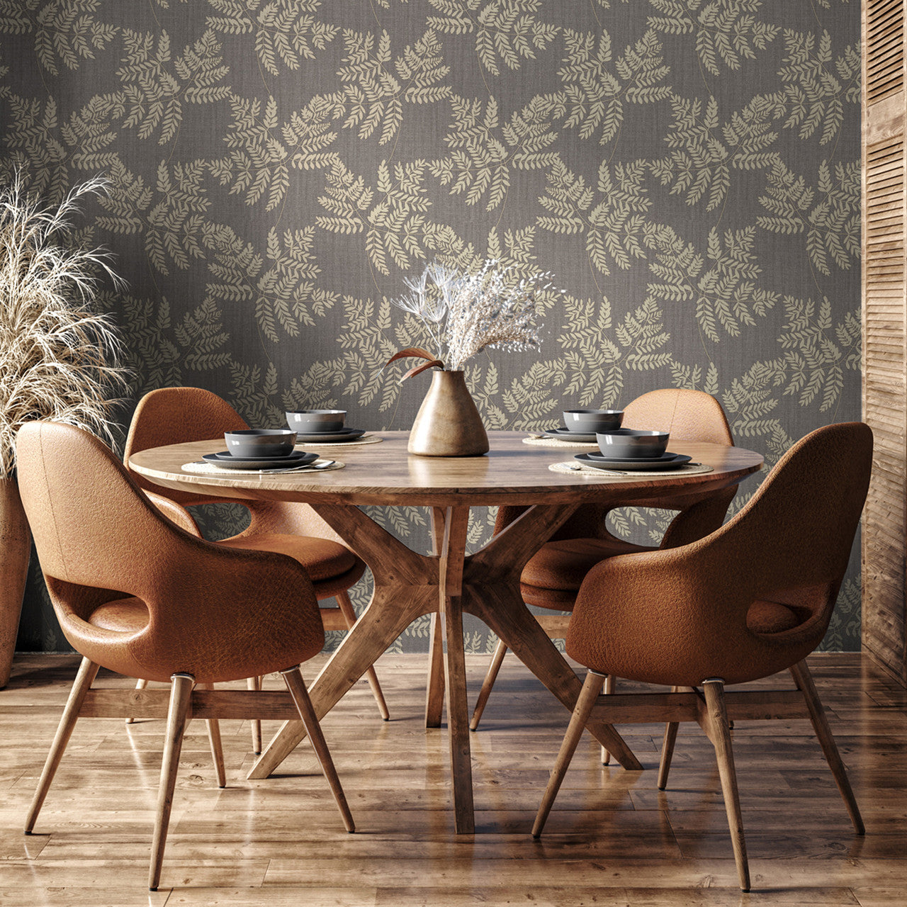2148 Anaya Fern Charcoal Wallpaper by Belgravia