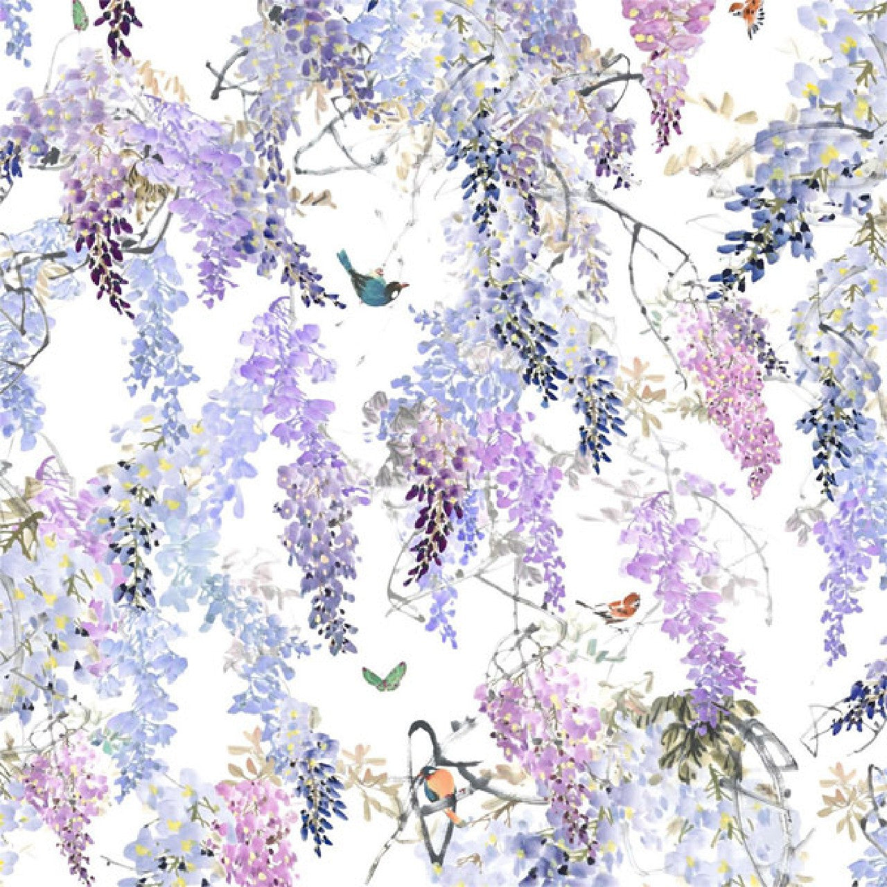 216296 Wisteria Falls Panel A Waterperry Wallpaper by Sanderson
