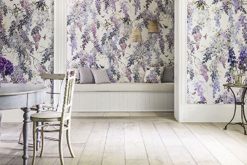216296 Wisteria Falls Panel A Waterperry Wallpaper by Sanderson